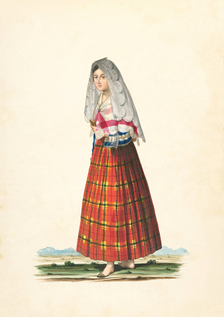A Señora Walking to Church - Tipos del País Illustration (19th Century Philippines)