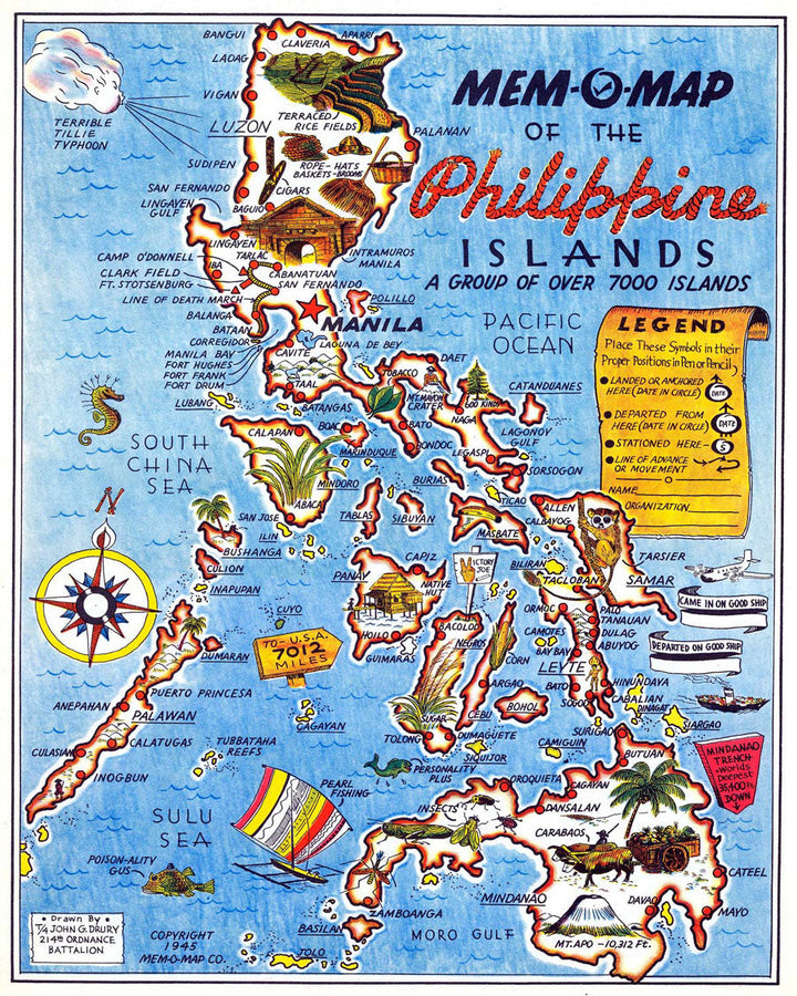 Map of the Philippine Islands, 1945 - Historical Map Print