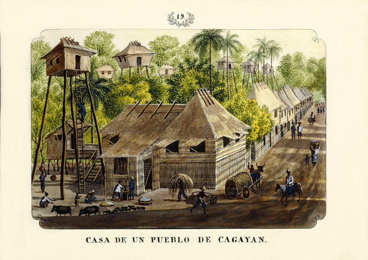 Casa de un Pueblo de Cagayan 1847 illustration by José Honorato Lozano, rural Cagayan house colonial Philippines