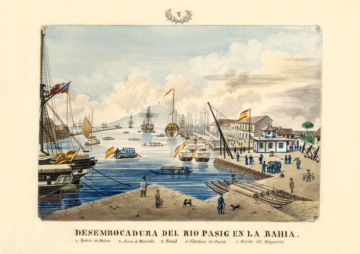 Desembocadura del Río Pasig illustration by José Honorato Lozano, mouth of the Pasig River colonial Manila