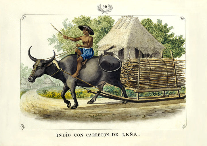Indio con Carleton de Lena illustration by José Honorato Lozano, Filipino firewood carrier colonial Philippines