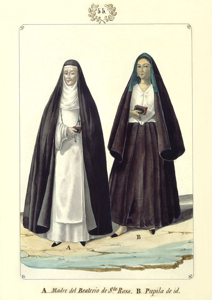 Madre del Beaterio de Santa Rosa y una Pupila by José Honorato Lozano, colonial Philippines religious women