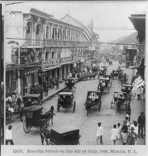 Escolta Street Manila July 4 1899 American occupation Philippines old Manila prints historical