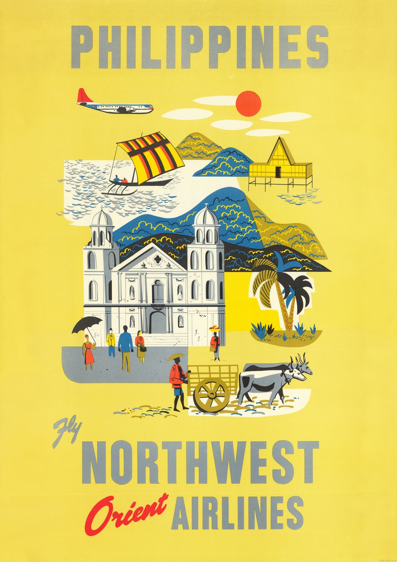 Philippines Northwest Orient Airlines - Philippines vintage poster
