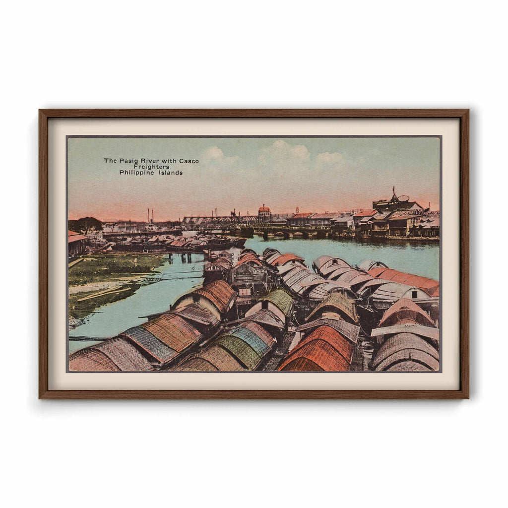 The Pasig River with Casco Freighters, c. 1910 by Denniston's, Manila