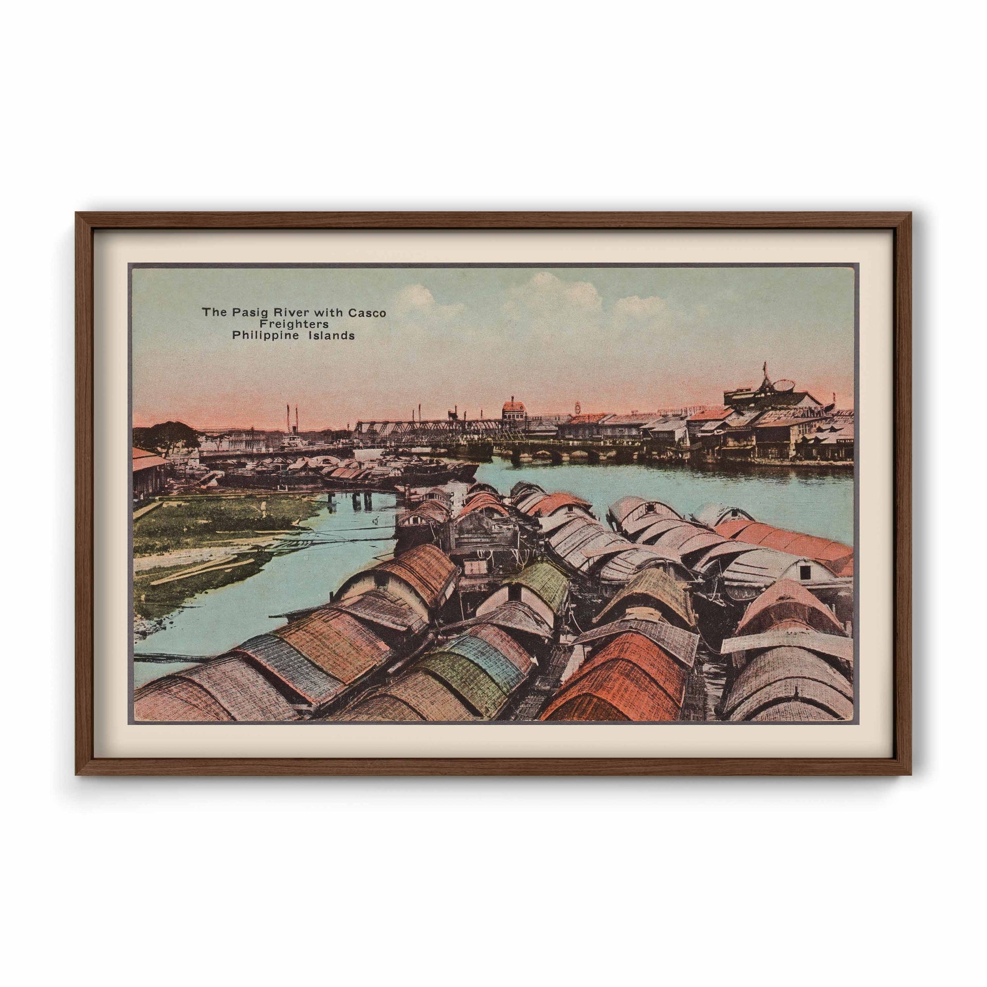 The Pasig River with Casco Freighters, c. 1910 by Denniston's, Manila