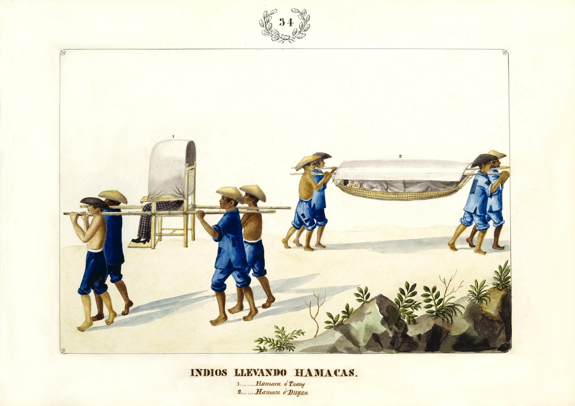 Indios Llevando Hamacas, 1847 by José Honorato Lozano