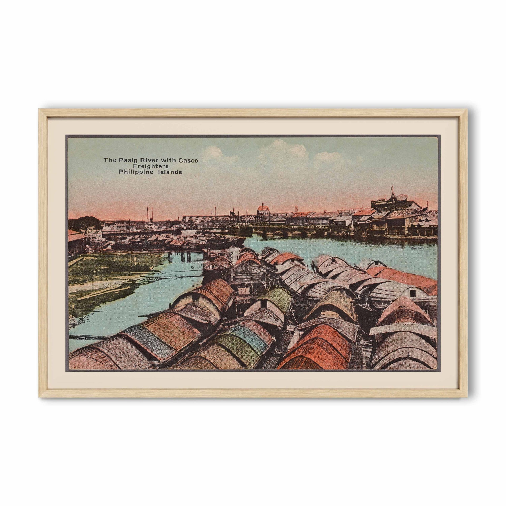 The Pasig River with Casco Freighters, c. 1910 by Denniston's, Manila