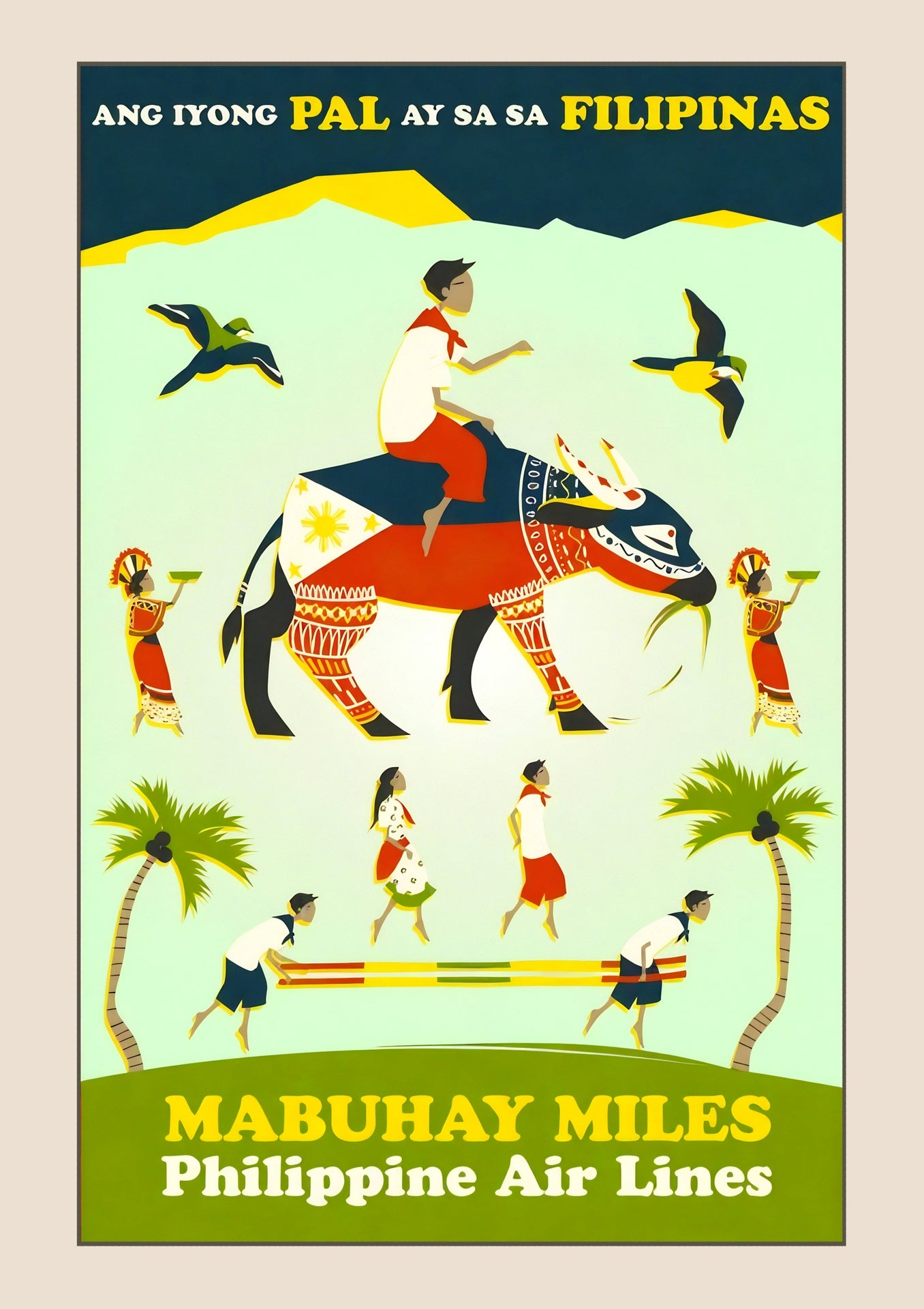 Mabuhay Miles Philippine Air Lines - Philippine Vintage Travel Poster