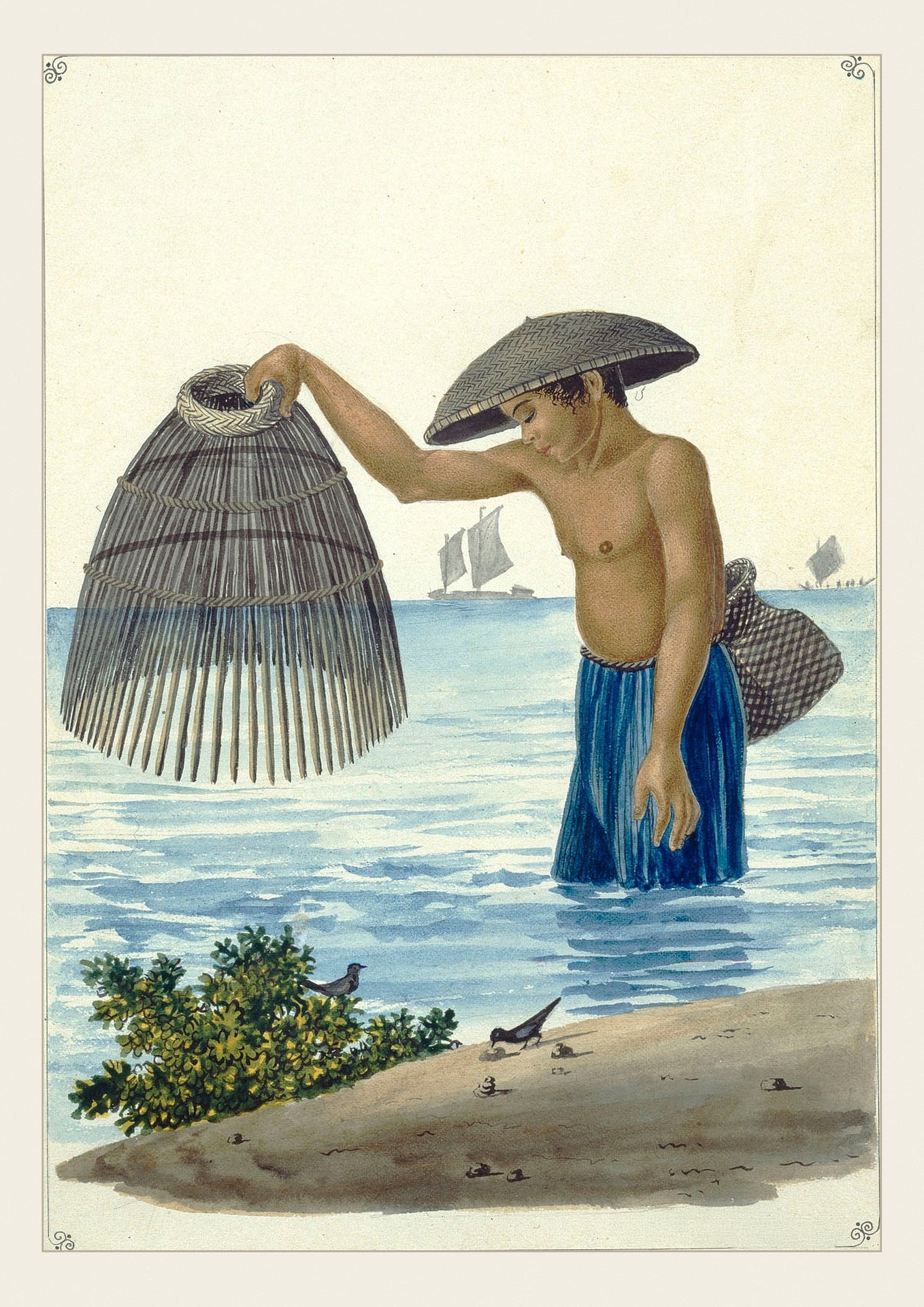 Indio pescador con el Salacab o Nasang, 1847 by José Honorato Lozano