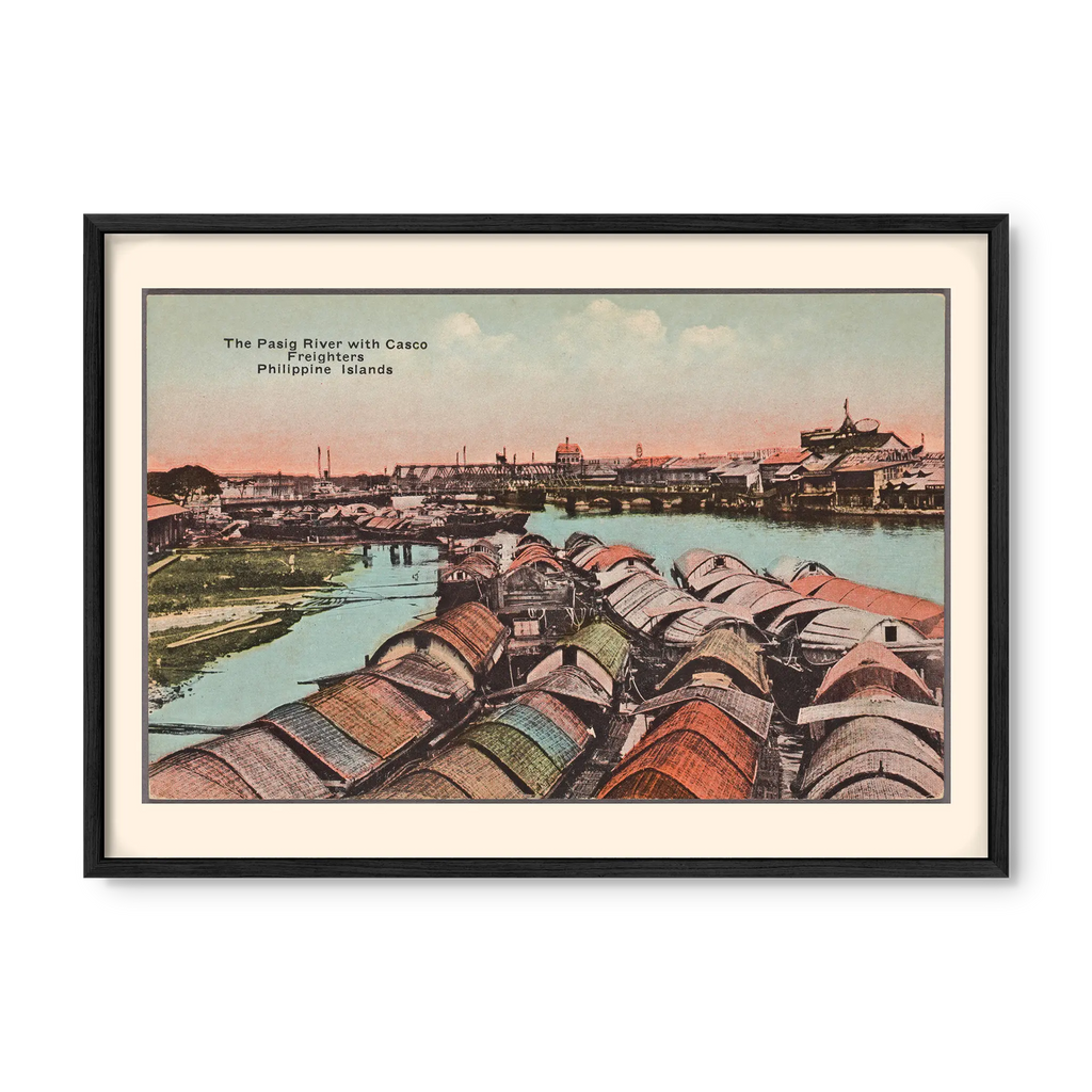 The Pasig River with Casco Freighters, c. 1910 by Denniston's, Manila