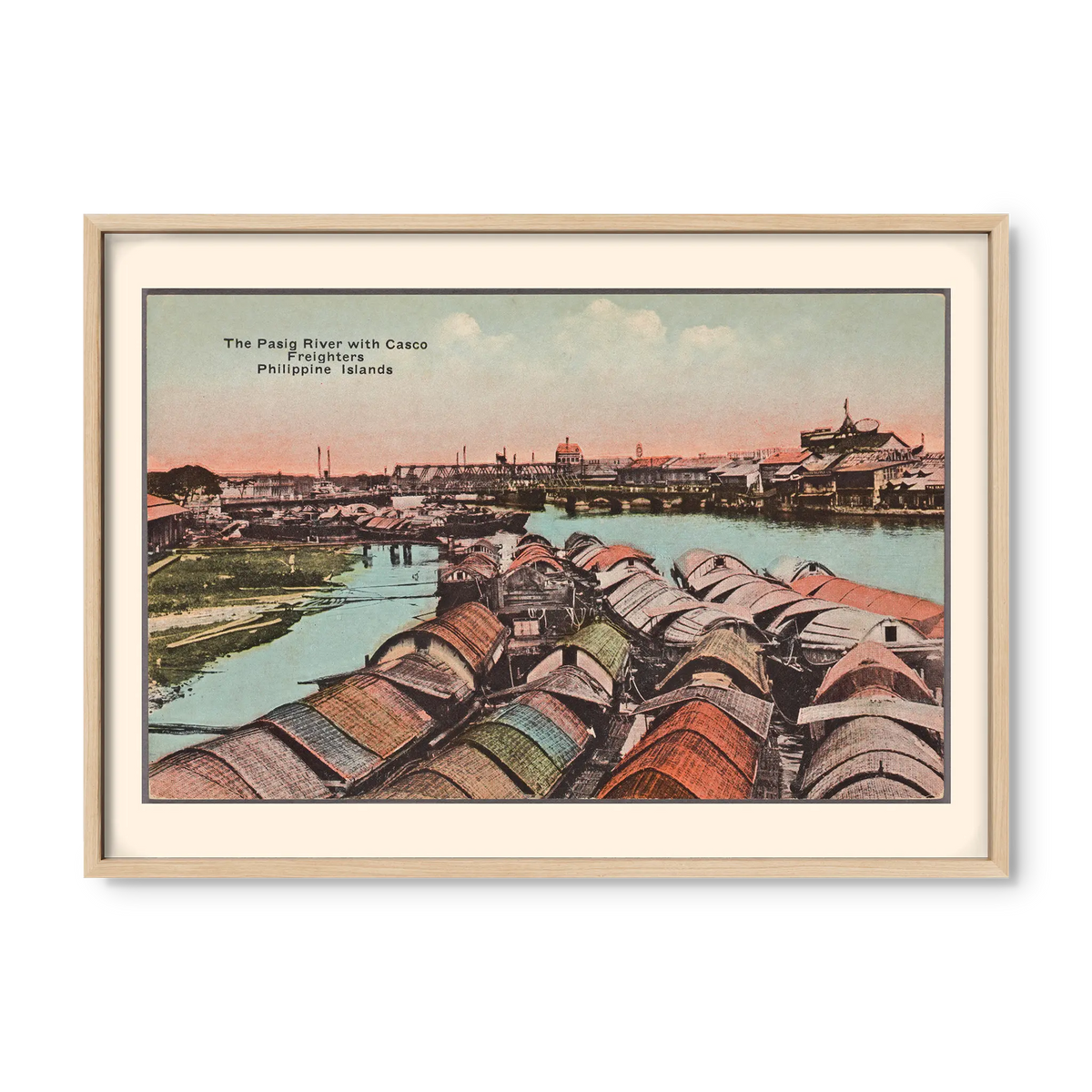 The Pasig River with Casco Freighters, c. 1910 by Denniston's, Manila