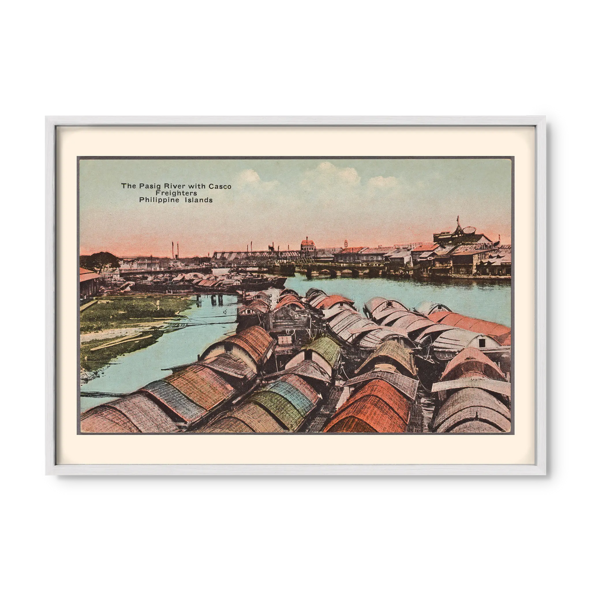 The Pasig River with Casco Freighters, c. 1910 by Denniston's, Manila