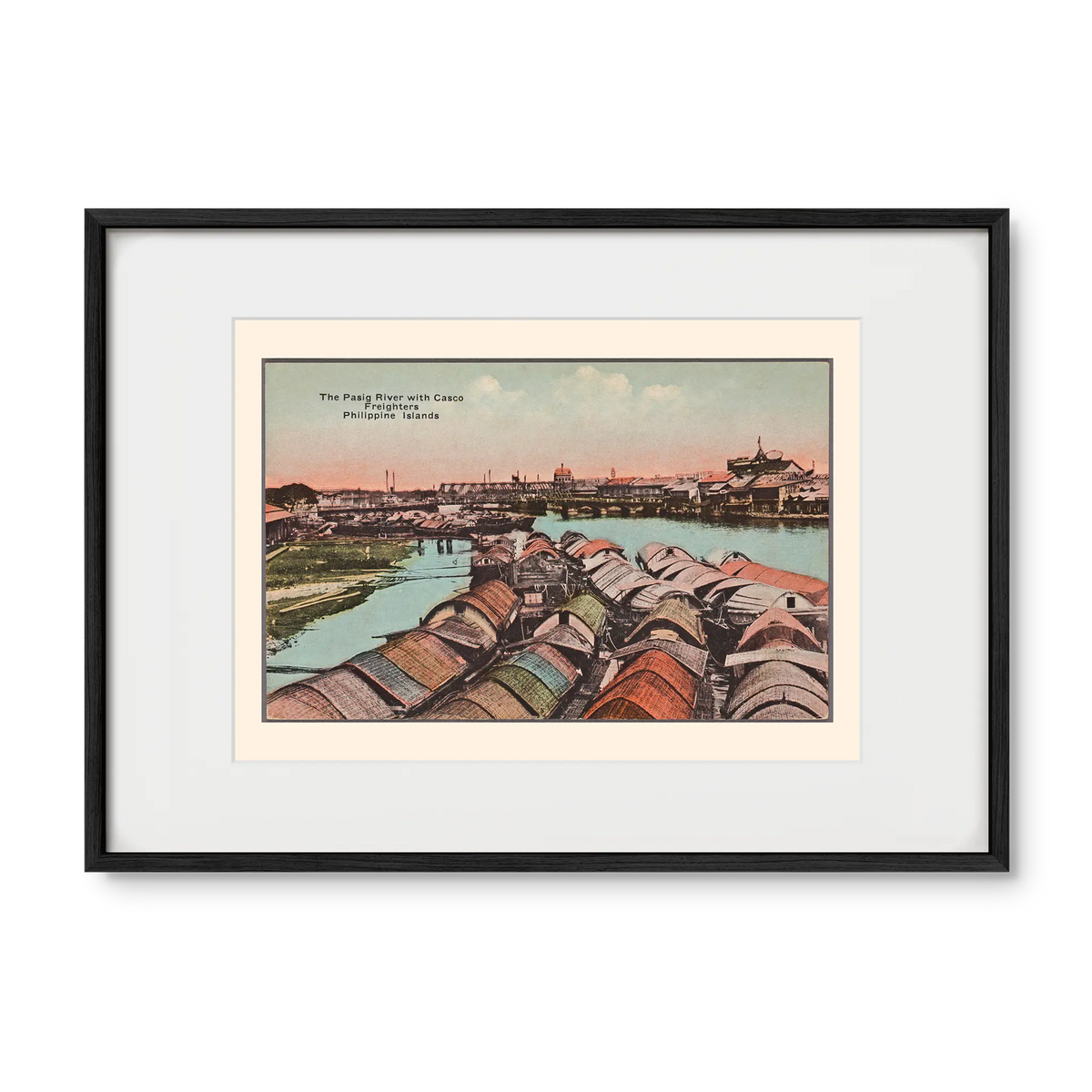 The Pasig River with Casco Freighters, c. 1910 by Denniston's, Manila