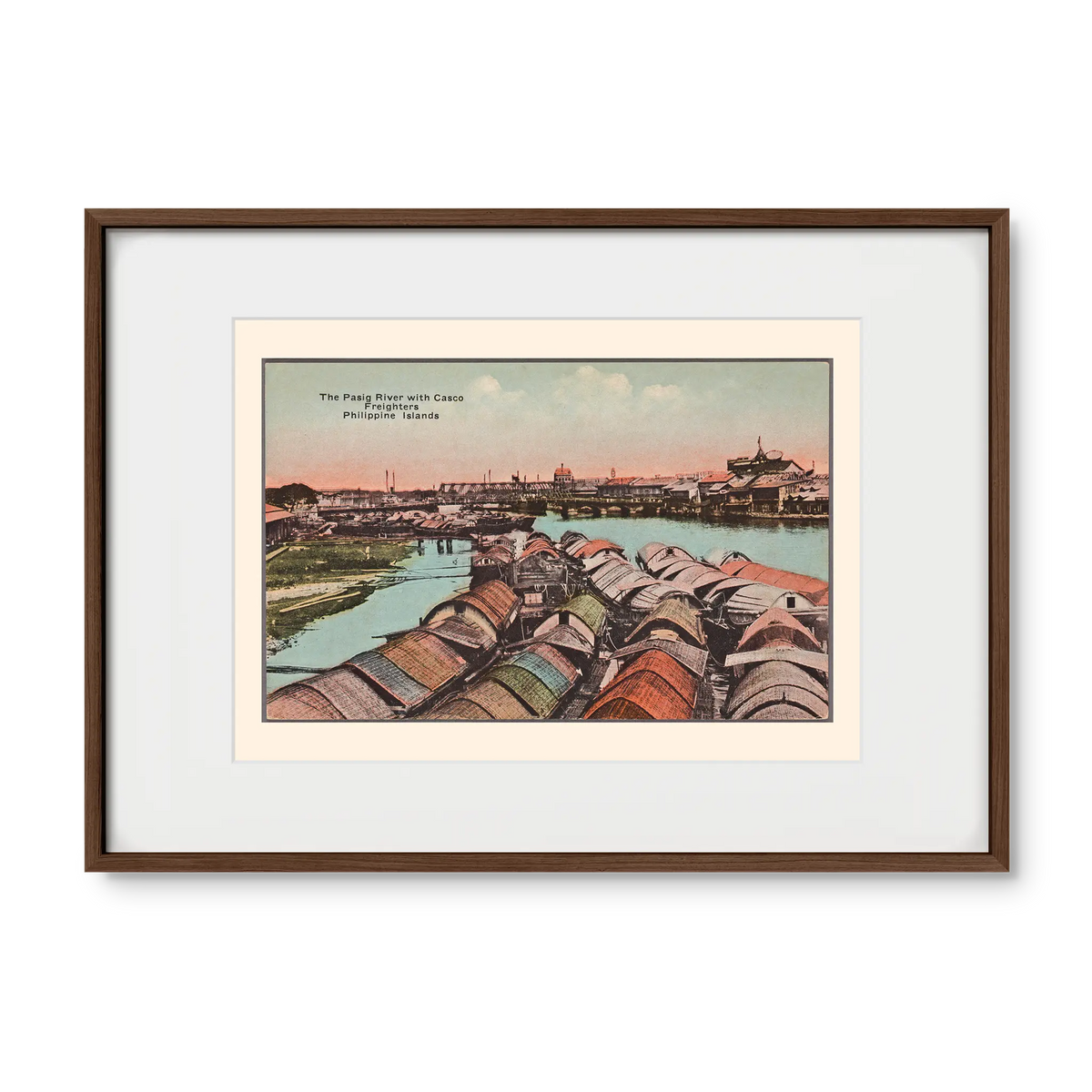 The Pasig River with Casco Freighters, c. 1910 by Denniston's, Manila