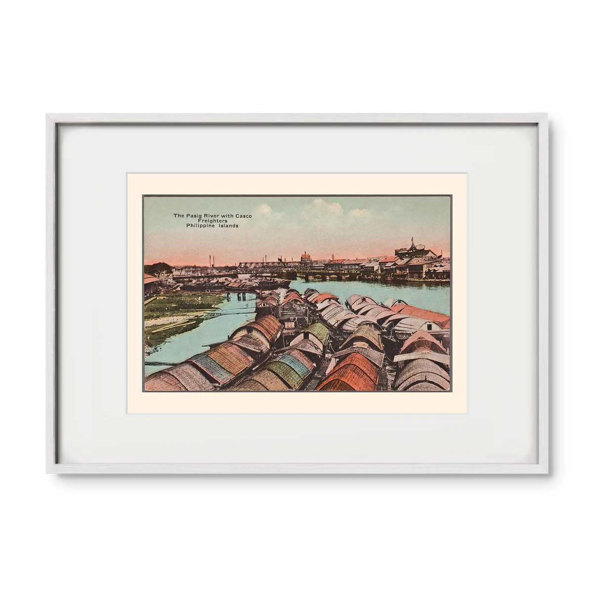 The Pasig River with Casco Freighters, c. 1910 by Denniston's, Manila
