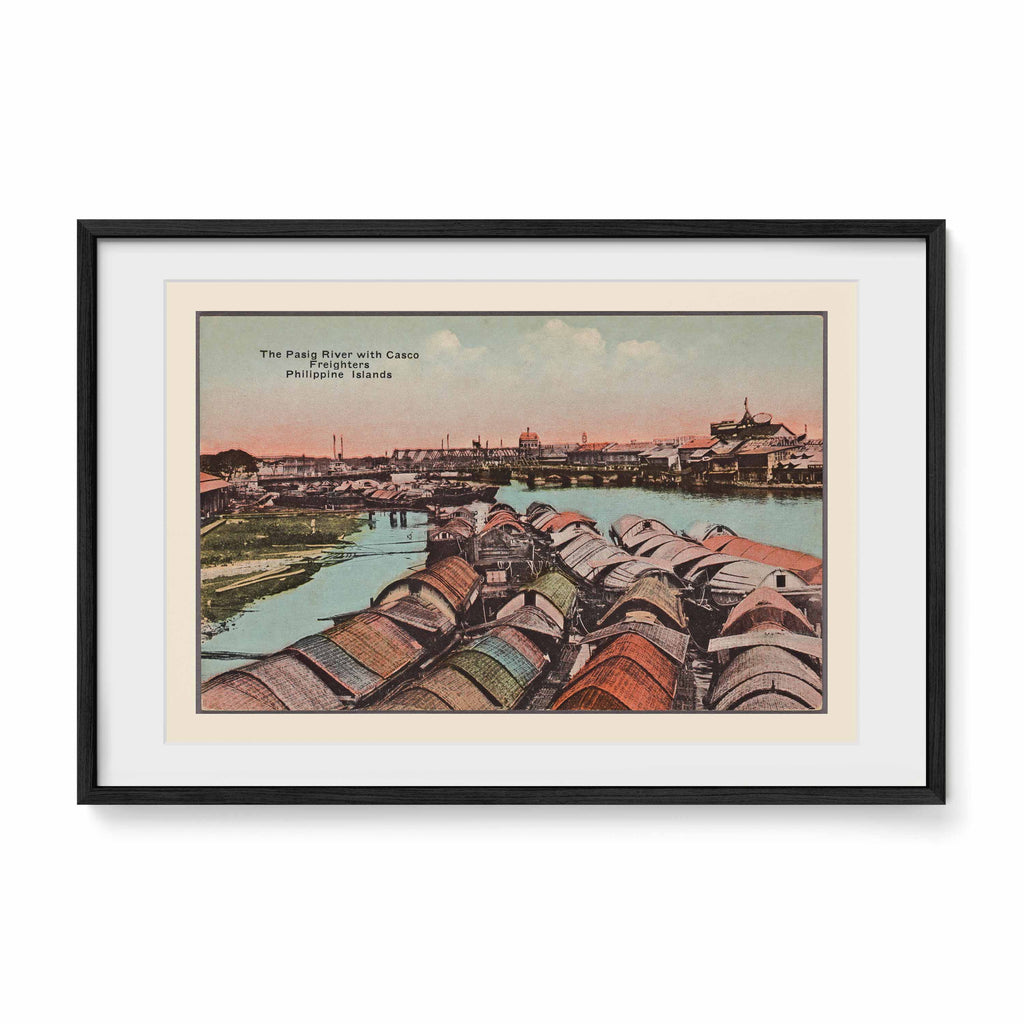 The Pasig River with Casco Freighters, c. 1910 by Denniston's, Manila