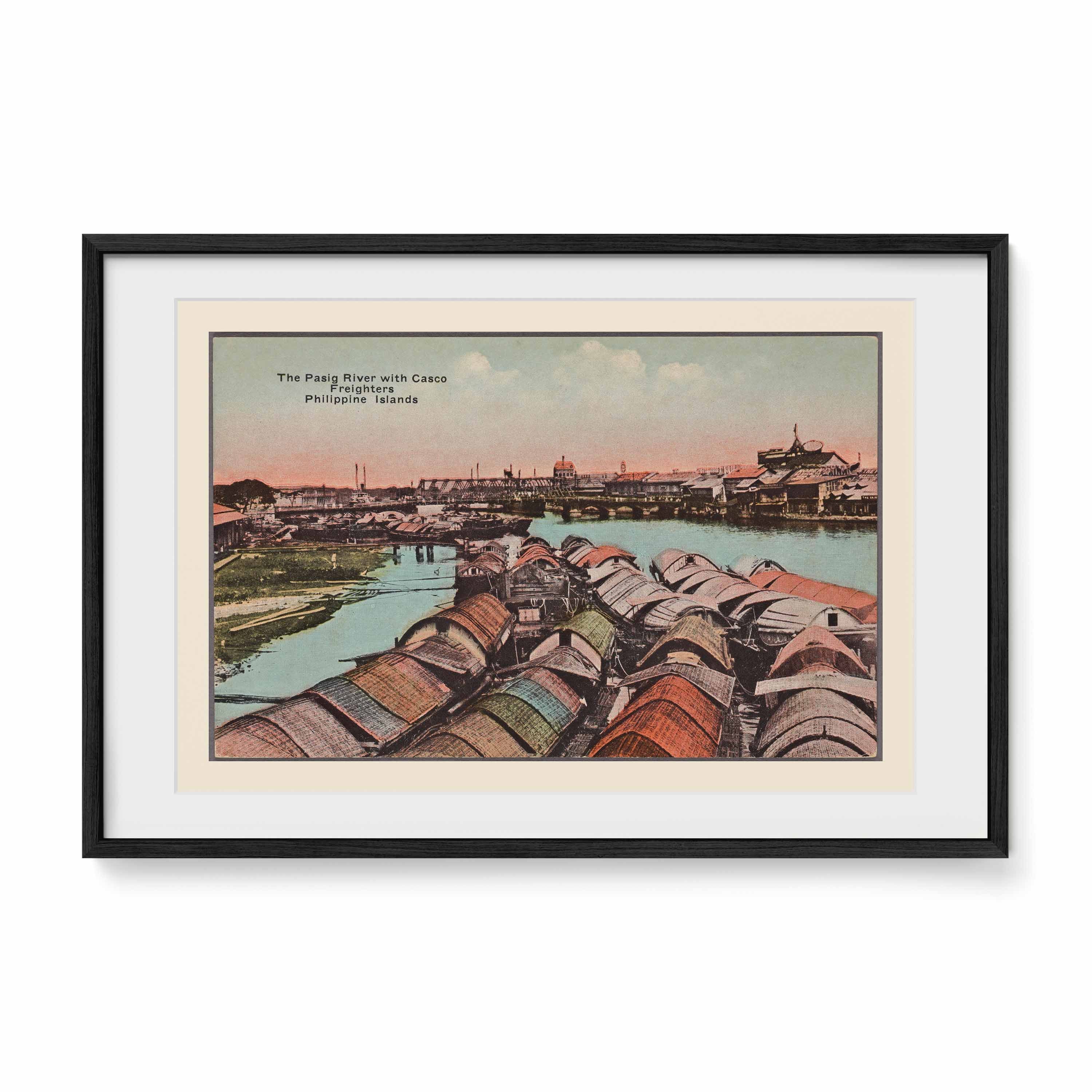 The Pasig River with Casco Freighters, c. 1910 by Denniston's, Manila