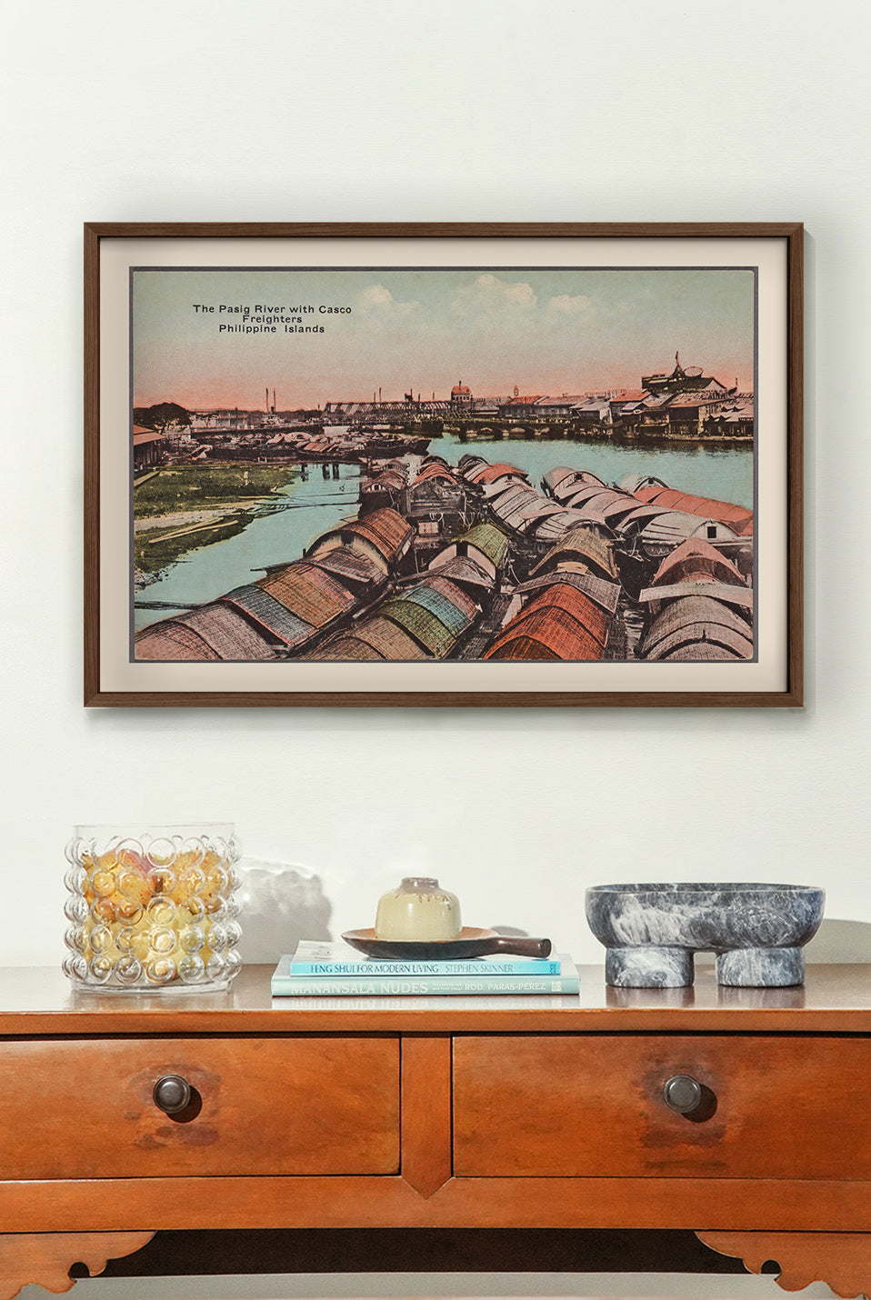 The Pasig River with Casco Freighters, c. 1910 by Denniston's, Manila