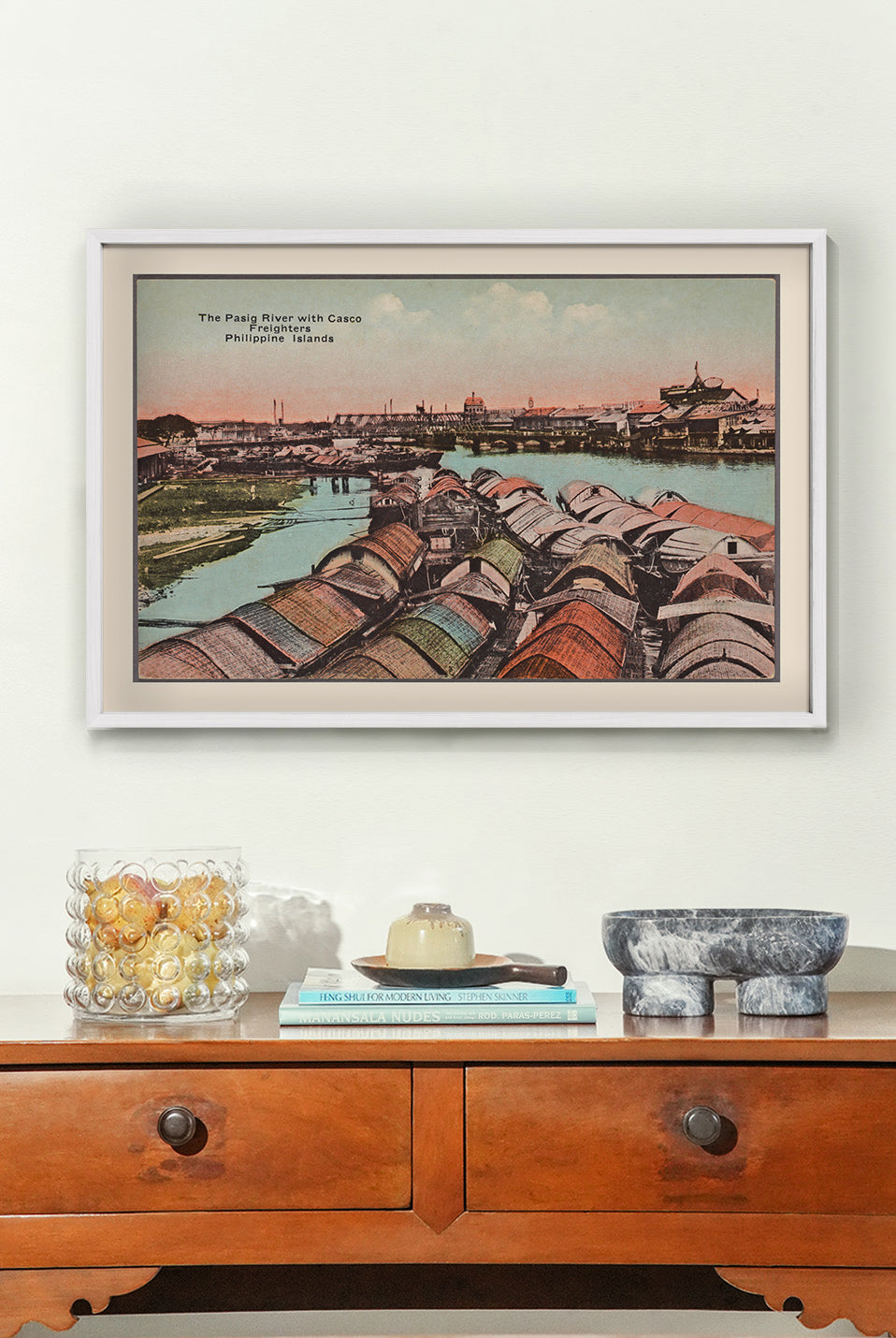 The Pasig River with Casco Freighters, c. 1910 by Denniston's, Manila