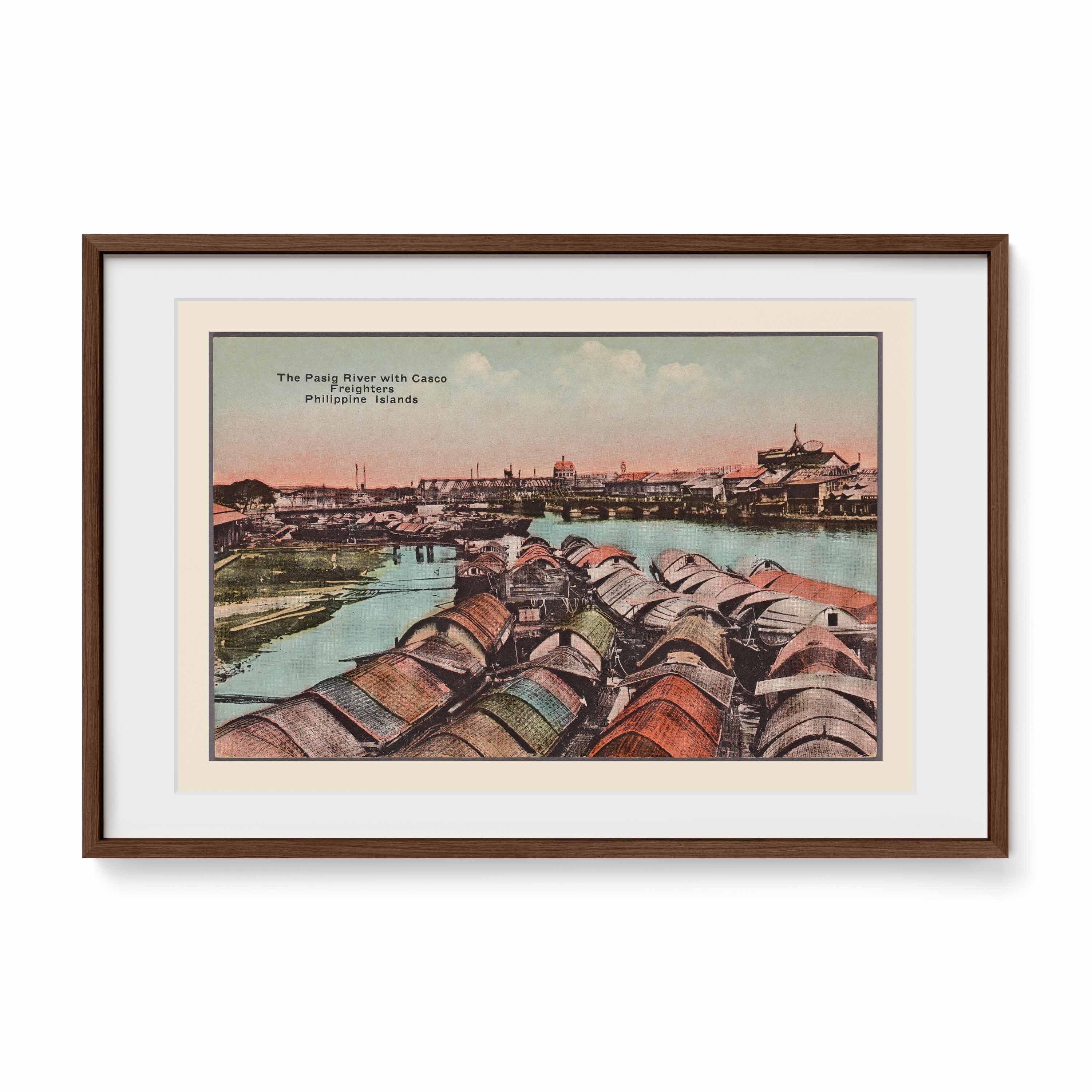 The Pasig River with Casco Freighters, c. 1910 by Denniston's, Manila