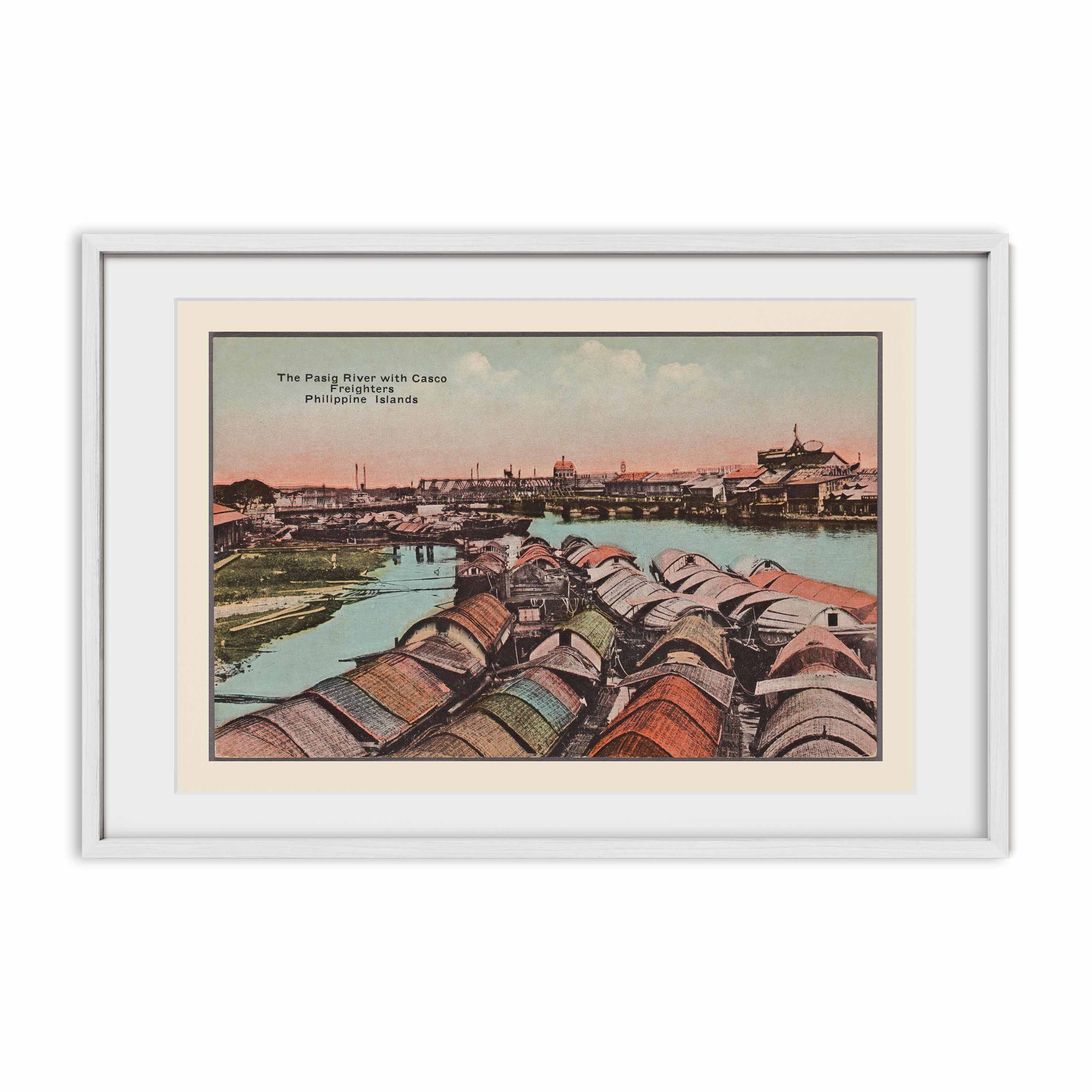The Pasig River with Casco Freighters, c. 1910 by Denniston's, Manila