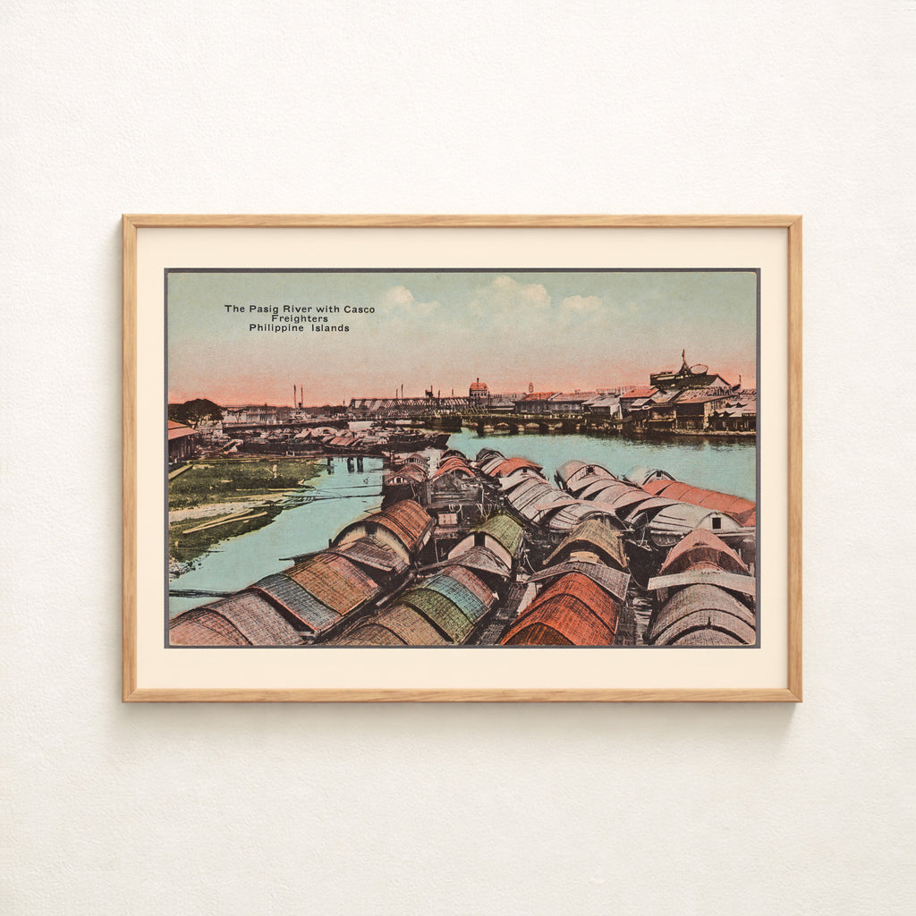 The Pasig River with Casco Freighters, c. 1910 by Denniston's, Manila