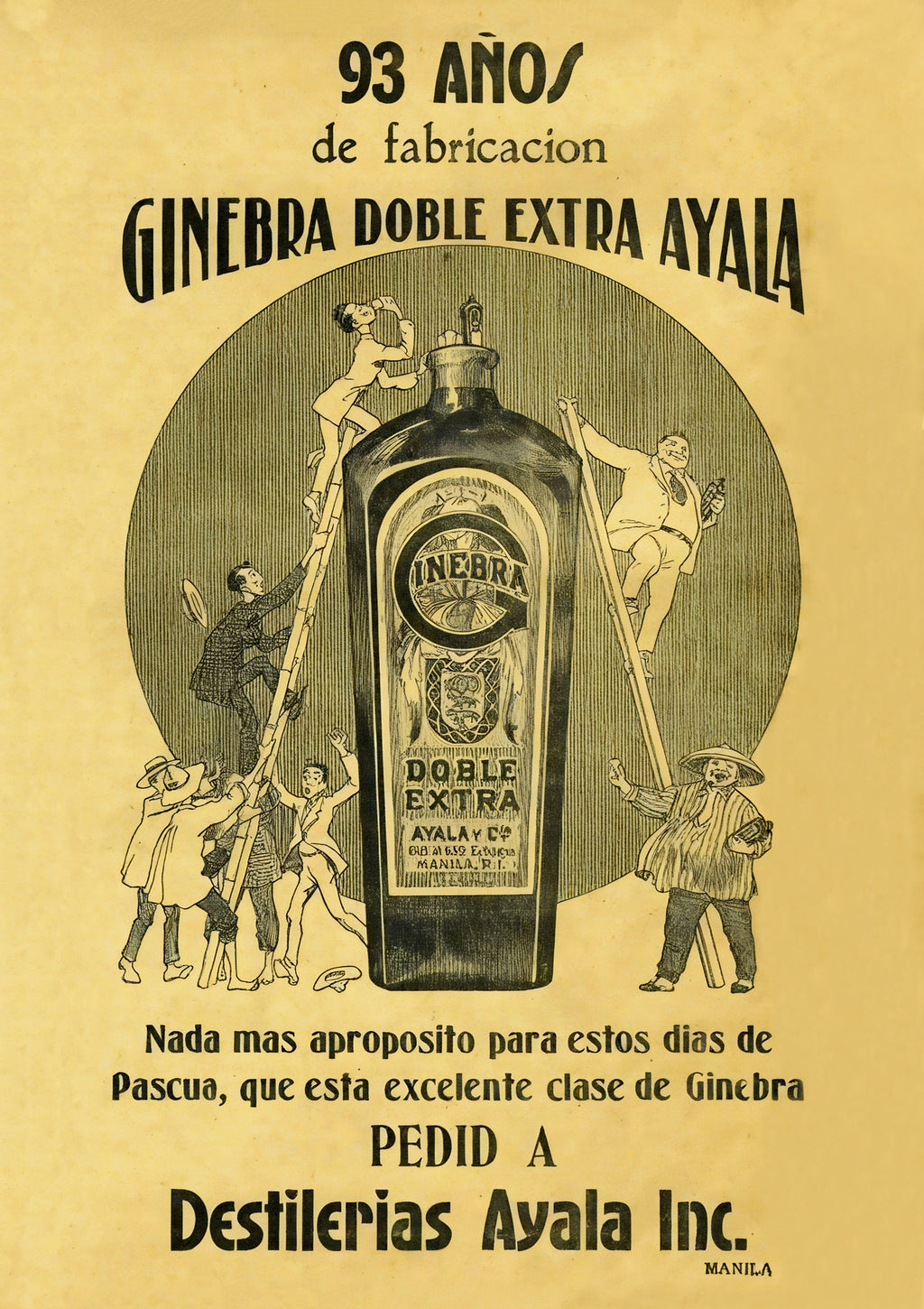 Ginebra Doble Extra Ayala - Philippine Vintage Poster