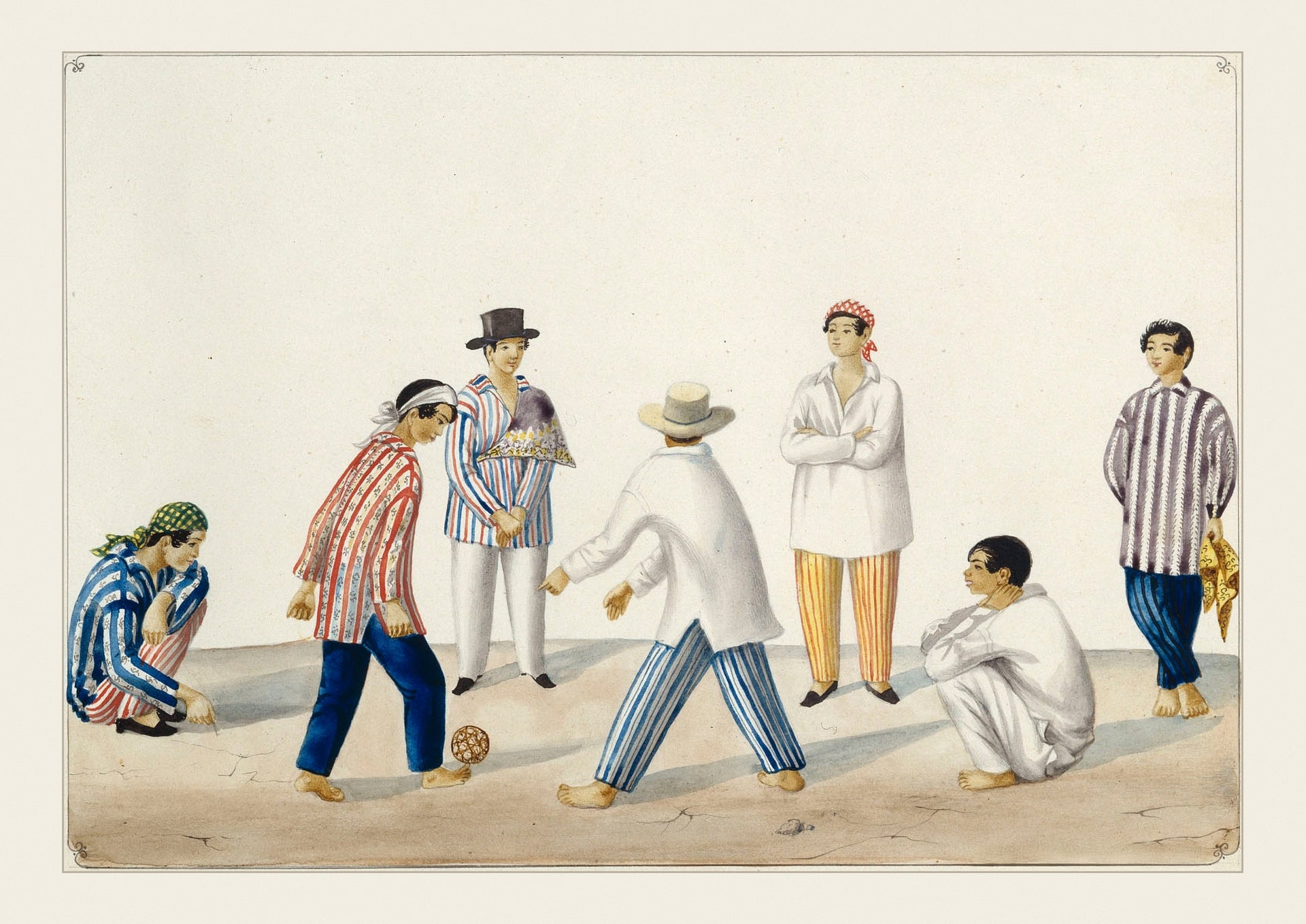 Indios jugando sipa, 1847 by José Honorato Lozano