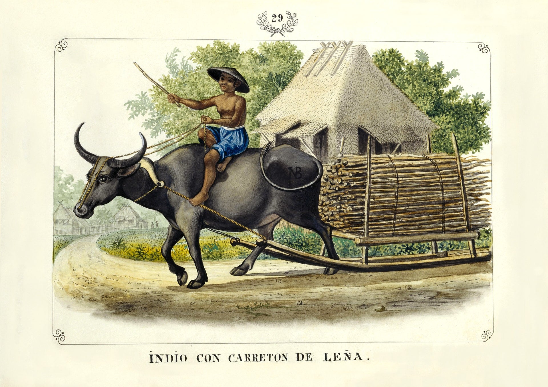 Indio con Carretón de Leña, 1847 by José Honorato Lozano