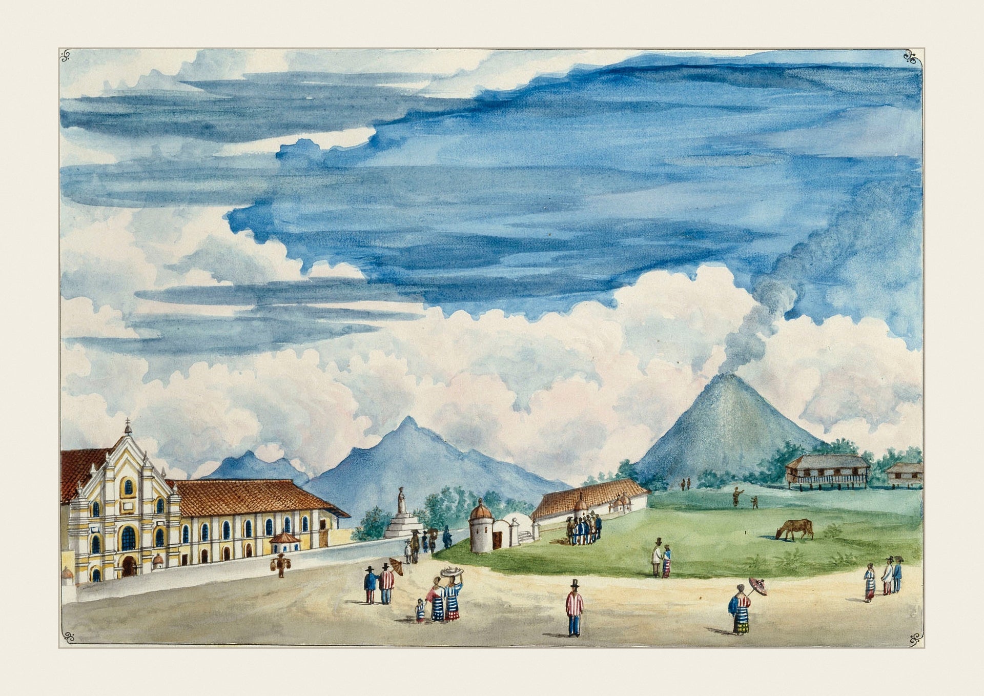 Vista del volcán de Albay y de la iglesia de Oas, 1847 by José Honorato Lozano