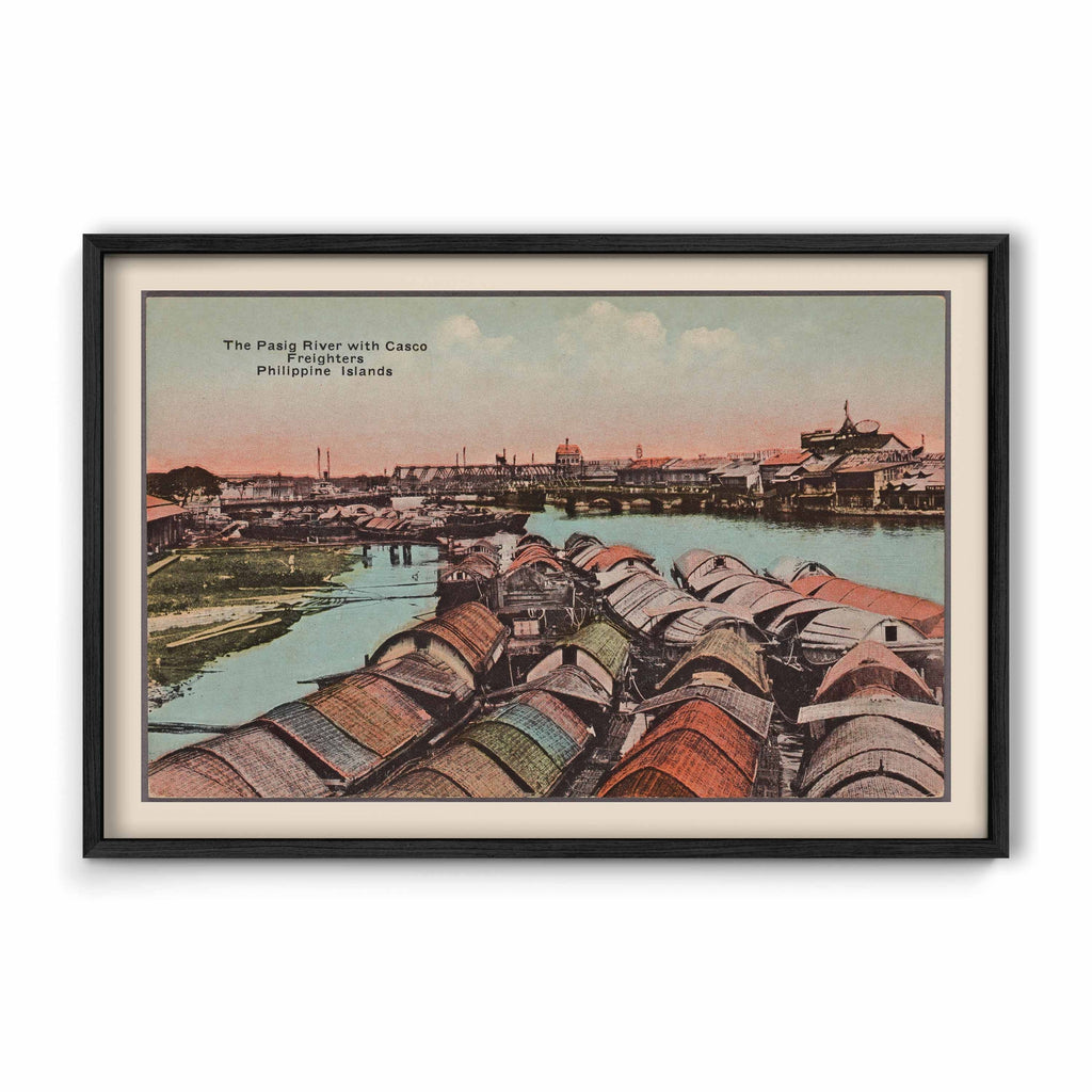 The Pasig River with Casco Freighters, c. 1910 by Denniston's, Manila