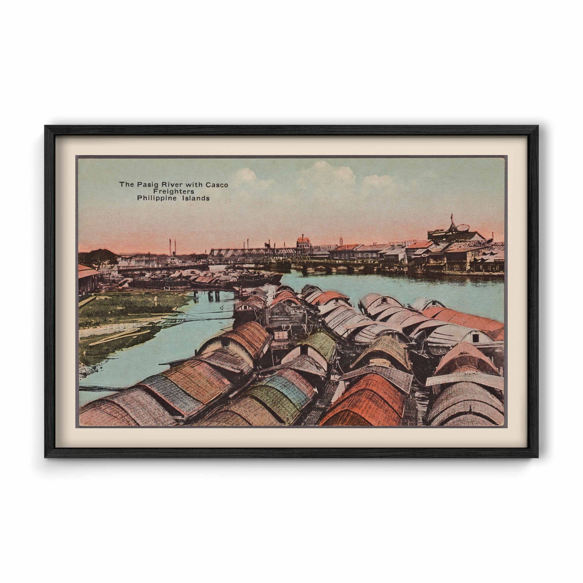 The Pasig River with Casco Freighters, c. 1910 by Denniston's, Manila