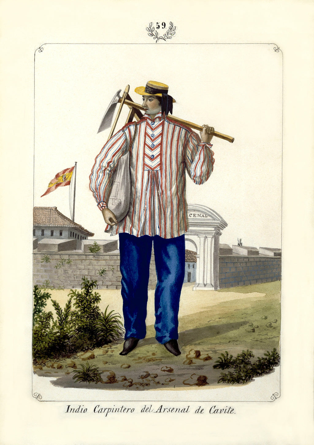 Indio Carpintero del Arsenal de Cavite, 1847 by José Honorato Lozano