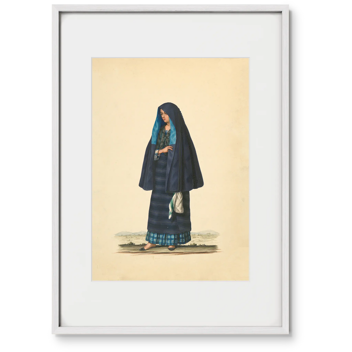 A Damsel Going to Early Mass - White Premium Oak frame, with mat
