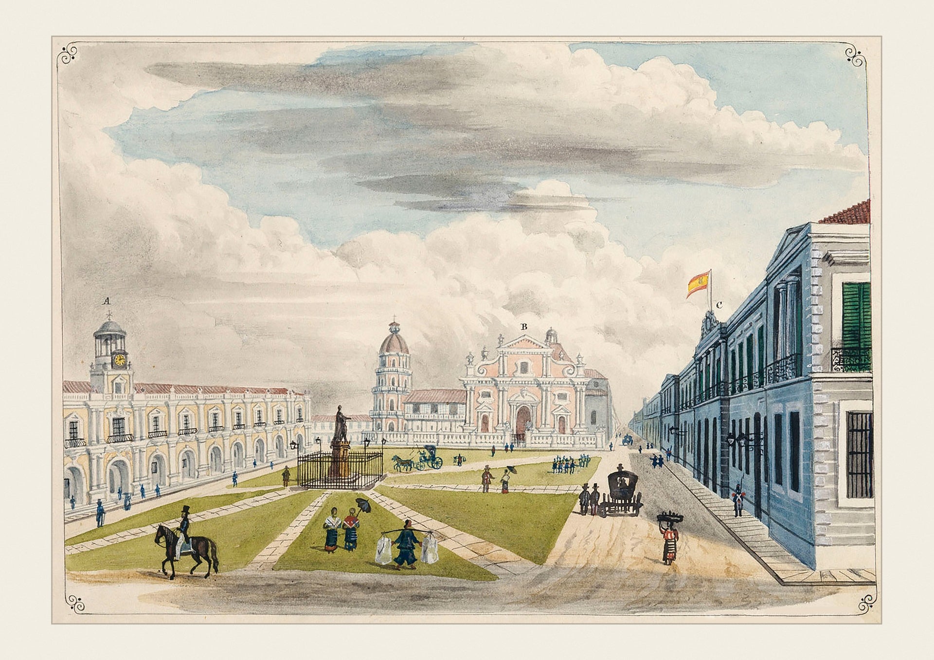 Plaza Mayor de Manila, 1847 by José Honorato Lozano