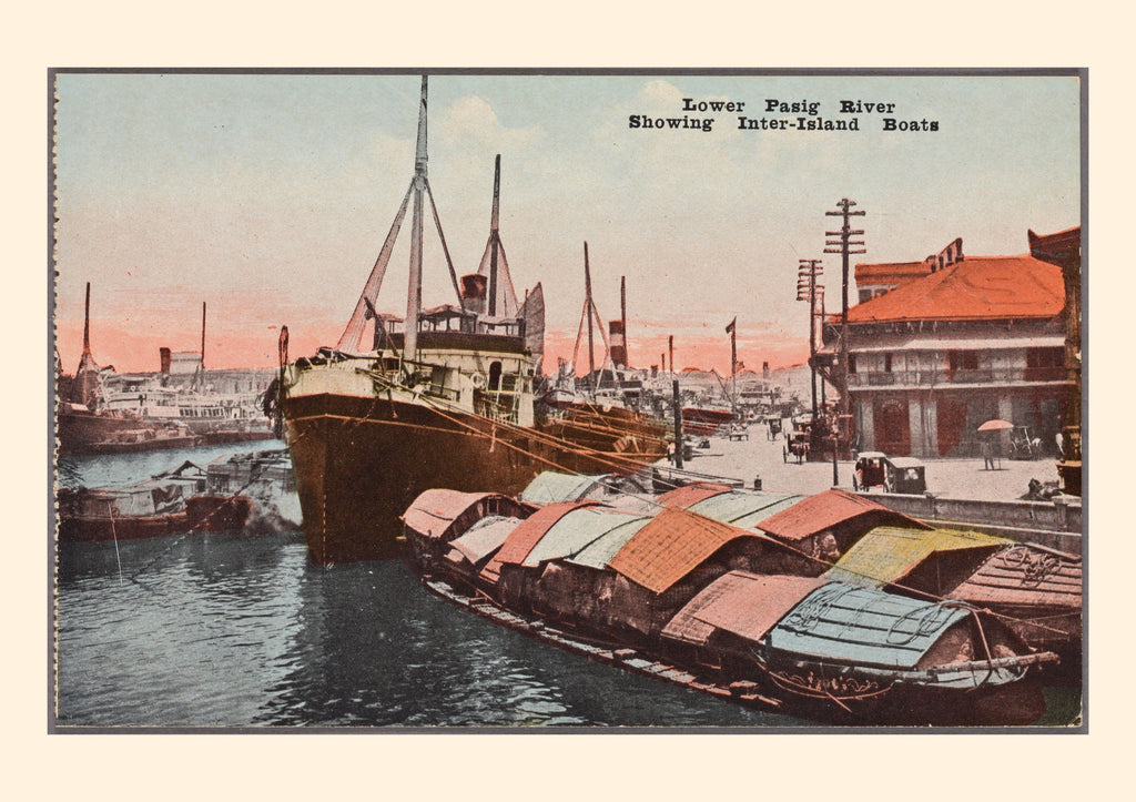 Lower Pasig River, 1907 - Philippine Vintage Postcard