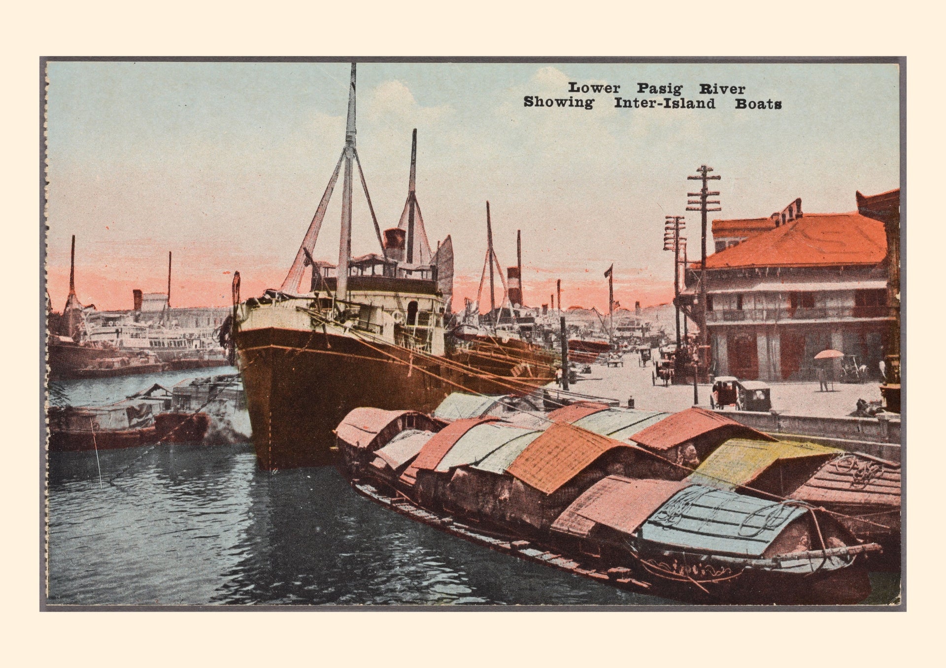 Lower Pasig River, 1907 - Philippine Vintage Postcard